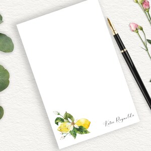 Lemon Bouquet Personalized Notepad, Floral Tropical Summer Notepad, Botanical Summer Citrus Stationery, Tropical Island Stationary