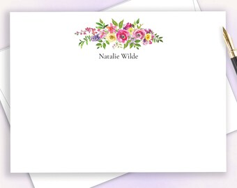 Floral Personalized Stationery, Classic Elegant Thank You Cards With Flowers, , Pink Floral Stationary, FLAT, FL28