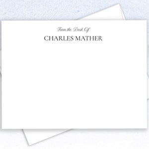 May include: White stationery card with the text "From the Desk Of CHARLES MATHER" printed in black ink.