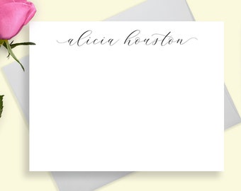 Personalized Stationary, Personalized Stationery Set, Thank You Cards, Flat Notecards, Custom Stationery, Script, Elegant, Modern, TP46
