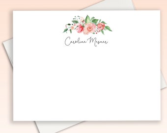 Floral Personalized Stationery, Personalized Stationary, Floral Note Cards, Stationery Set, Holiday Thank You Cards,  Thank You Notes, FLAT