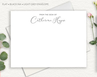 Classic Elegant Personalized Stationery, Modern Calligraphy, Signature Thank You Note Cards, From The Desk Of, Feminine Business Stationary