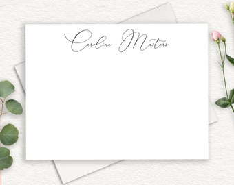 Classic Elegant Personalized Stationery, Modern Elegant Script Calligraphy, Signature Thank You NoteCards, Feminine Business Stationary