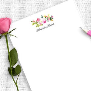 Personalized Notepad Teacher, Personalized Notepad Set, Personalized Writing Paper, Custom Notepad, Writing Pad, Floral Notepad, FNP07 image 1