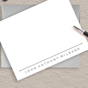 Personalized Stationery For Men, Mens Stationary, Mens Notecards, Business Note Cards, Monogrammed Correspondence Cards, Gift For Him MS08 image 1