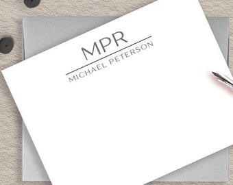 Personalized Stationery For Men, Mens Stationary, Mens Notecards, Business Note Cards, Monogrammed Correspondence Cards, Gift For Him MS05