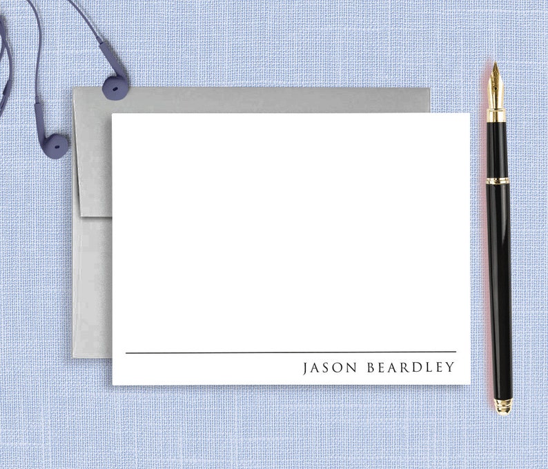 Personalized Stationery for Men, Mens Notecards, Business Note Cards