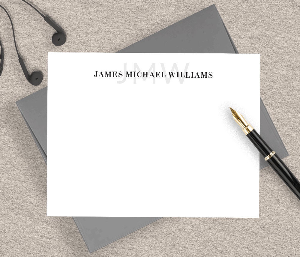Personalized Stationery for Men, Mens Stationary, Mens Notecards ...