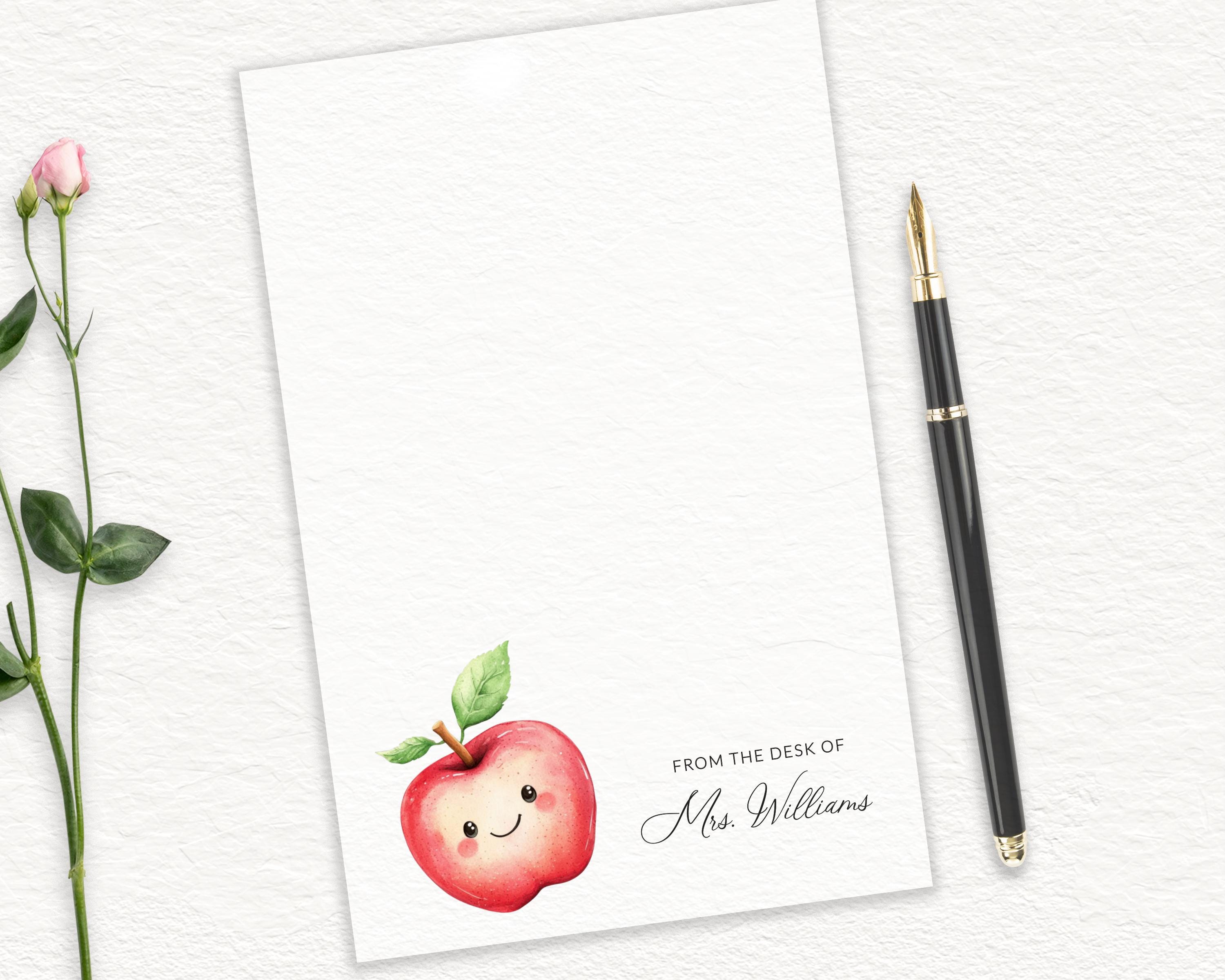 Personalized Teacher Note Pad, Smiley Apple Notepad, Back to School ...
