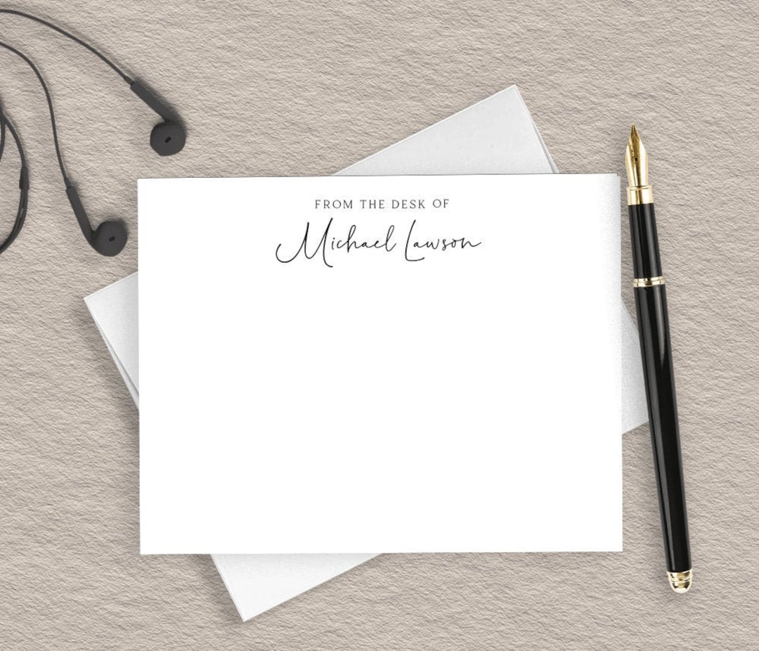 Personalized Stationery for Men, Mens Stationary, From the Desk Of