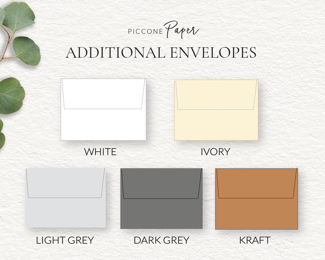 Additional Envelopes, ADD ON to Your Notecards or Notepad Order, White ...