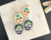 Sugar Skull Earrings - Halloween Earrings - Dia de los Muertos Earrings - Clay Earrings