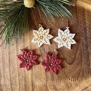 Poinsettia Earrings - Christmas Earrings - Holiday Earrings