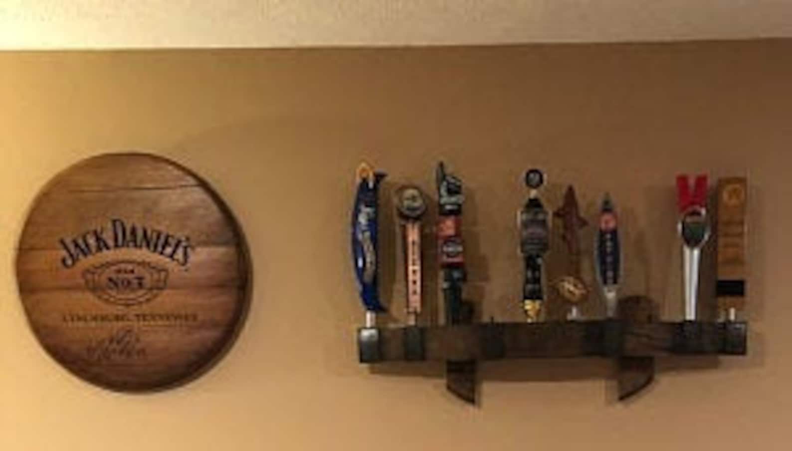Oak Whiskey Barrel Stave 10 Beer Tap Handle Wall Display Etsy