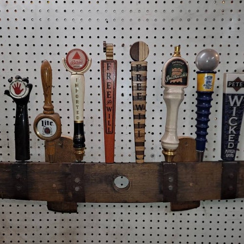 Oak Whiskey Barrel Stave 5 Beer Tap Handle Display Stand Etsy