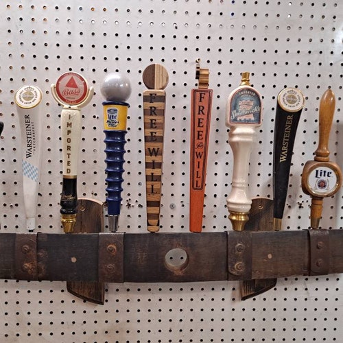 Oak Whiskey Barrel Stave 10 Beer Tap Handle Wall Display With Etsy