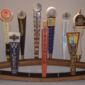 2 tiered Oak whiskey barrel stave  19 beer tap handle display stand  (handles not included)