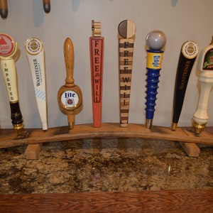 Oak whiskey barrel stave 10 beer tap handle display stand  (handles not included)