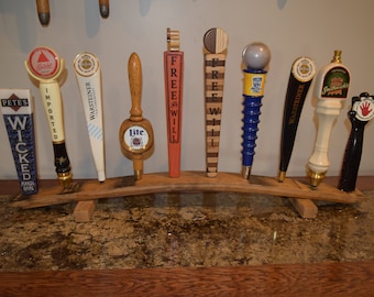 Oak whiskey barrel stave 10 beer tap handle display stand  (handles not included)