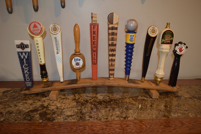 Oak Whiskey Barrel Stave 10 Beer Tap Handle Display Stand Etsy Australia
