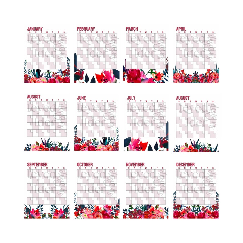 PRINTABLE Calendar, Wall Calendar, Monthly Planner, Printable PDF ...