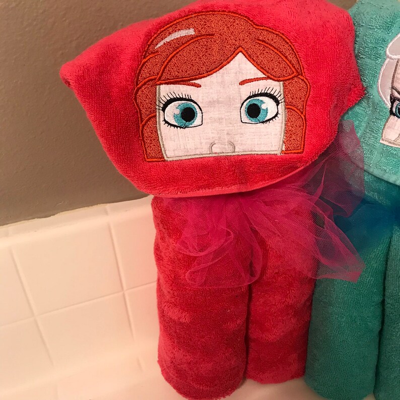 name embroidery available Anna or elsa hooded towel