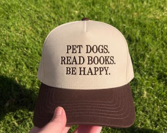 Pet dogs read books be happy Embroidered Trucker Hat