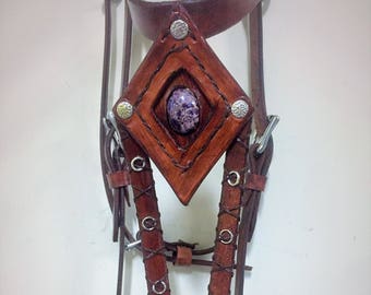 Show Bridle - English bridle - Western Bridle - Bitless Bridle - Hackamore bridle - Custom Design Leather Horse Bridle with Stone Inlay -1