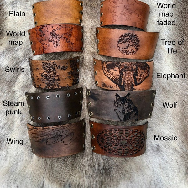 Leather Cuff - Customize with your own design! - Leather wrist cuff - Men's Bracelet - Gifts for Him