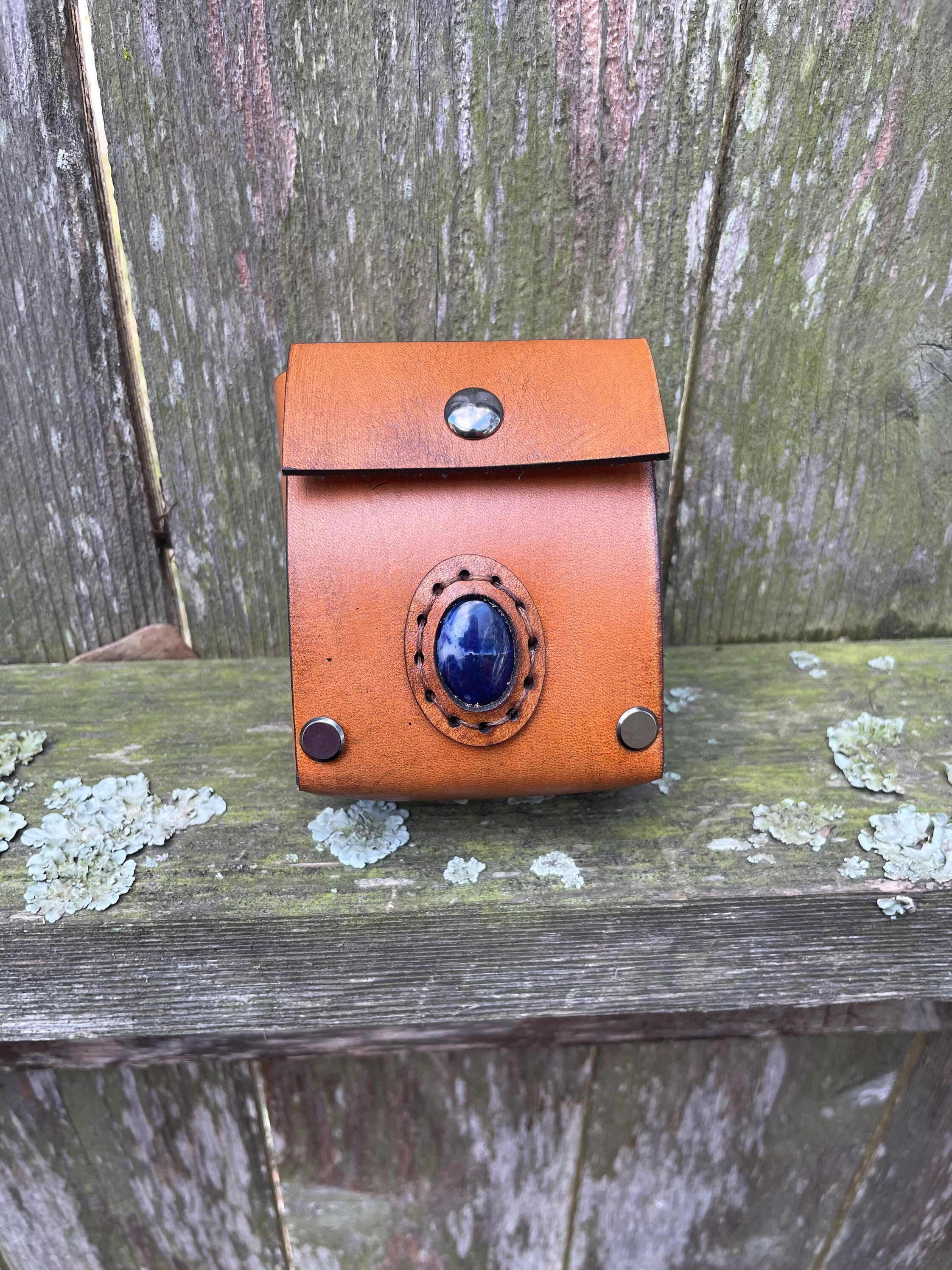 Deck Box Leather Deck Box With Real Crystal Stone Cabochon Etsy