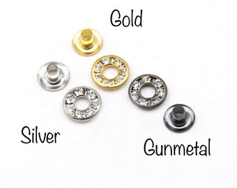 Crystal Grommets - 6mm Rhinestone Eyelets with washers - 1/4” Grommets for leather, clothing, bags, shoes, curtains, and scrapbooking -P
