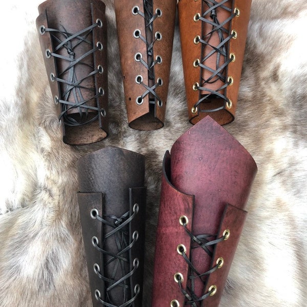 Leather Bracer - Leather Armor - Brown leather cuff - Black leather bracer - Plain leather bracer - DIY armor - Christmas gift for him! -P