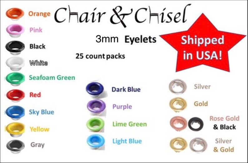 Colored Eyelets 50ct 3mm Eyelets for Leather Clothing Etsy