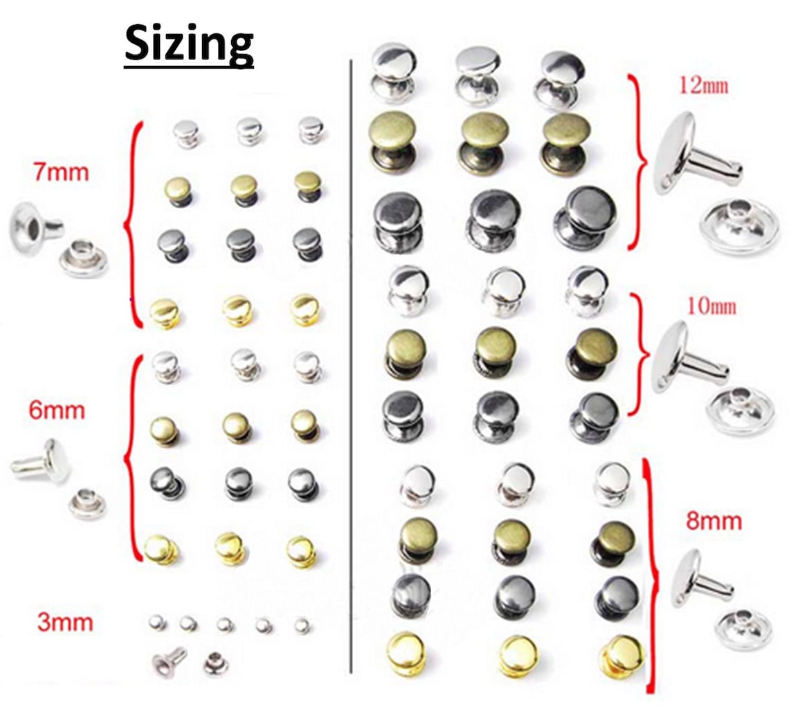 Double Cap Rivets 100ct 410mm Rivets for Leather Clothing Etsy
