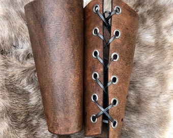 Tall Leather Bracer - Leather Armor Cuff- Men's leather bracer - Women's leather cuff - Plain leather bracer - DIY armor -P