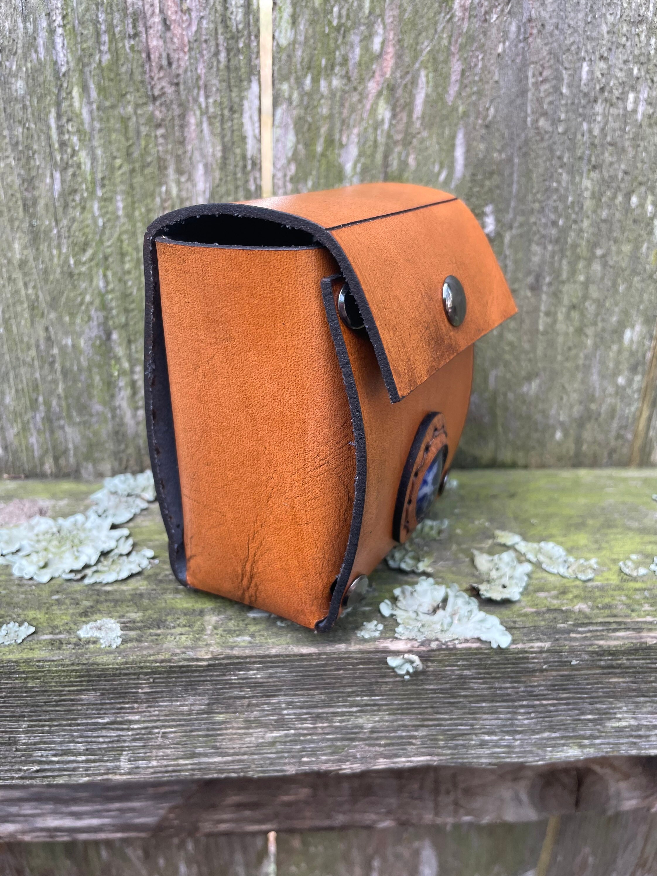 Deck Box Leather Deck Box With Real Crystal Stone Cabochon Etsy