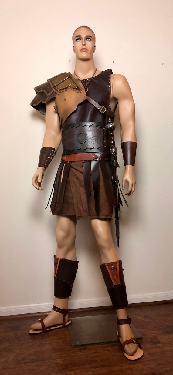 Mens Leather Gladiator Armor Gladiator Bracers Gladiator Shoulder