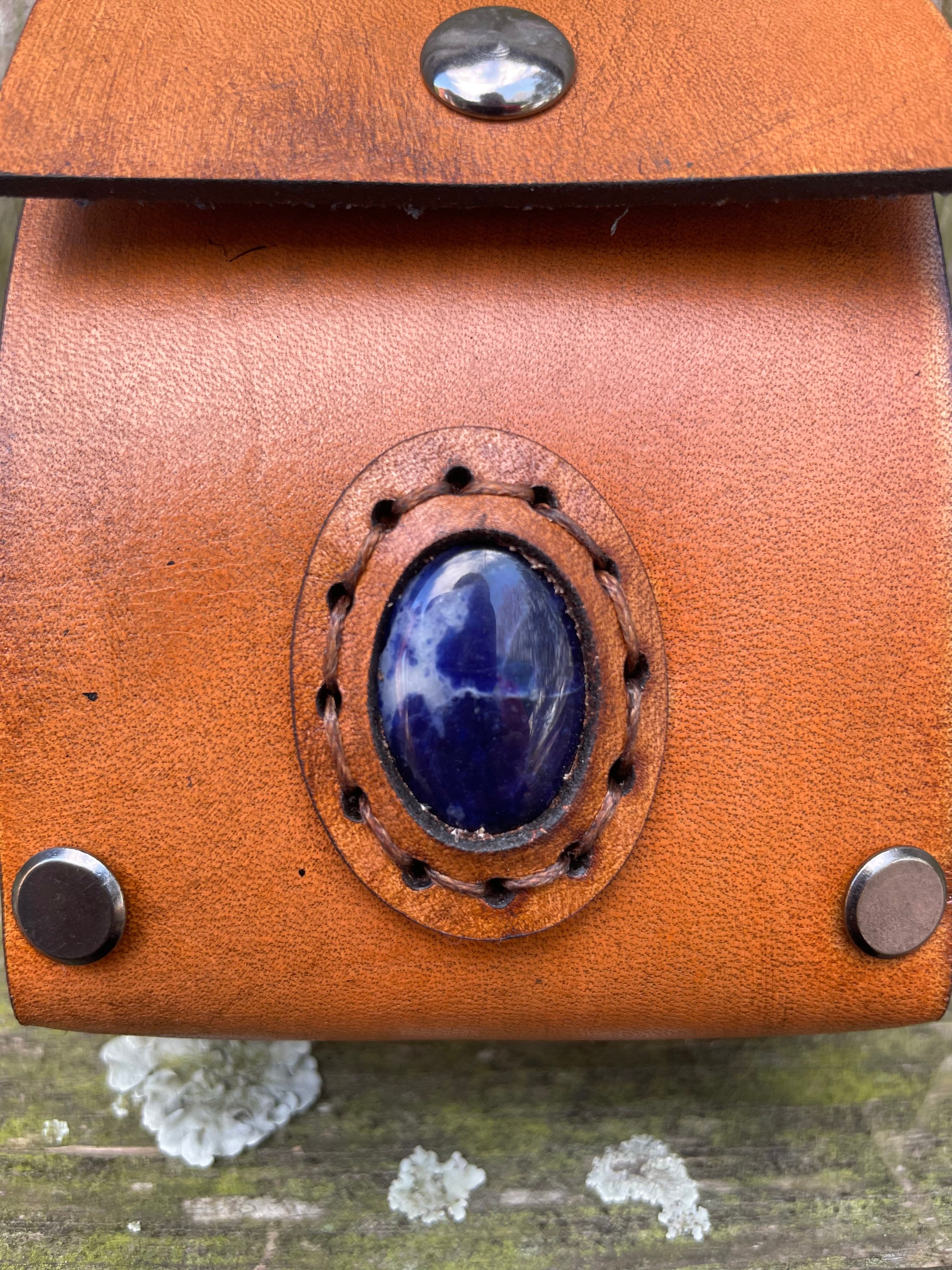 Deck Box Leather Deck Box With Real Crystal Stone Cabochon Etsy