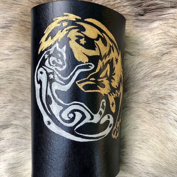 Hand-painted Wolf and Cat Bracer and Leg Armor -P