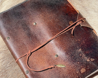 Portacuadernos de cuero hecho a mano- Cuaderno de arte- Carpeta de suministros de arte