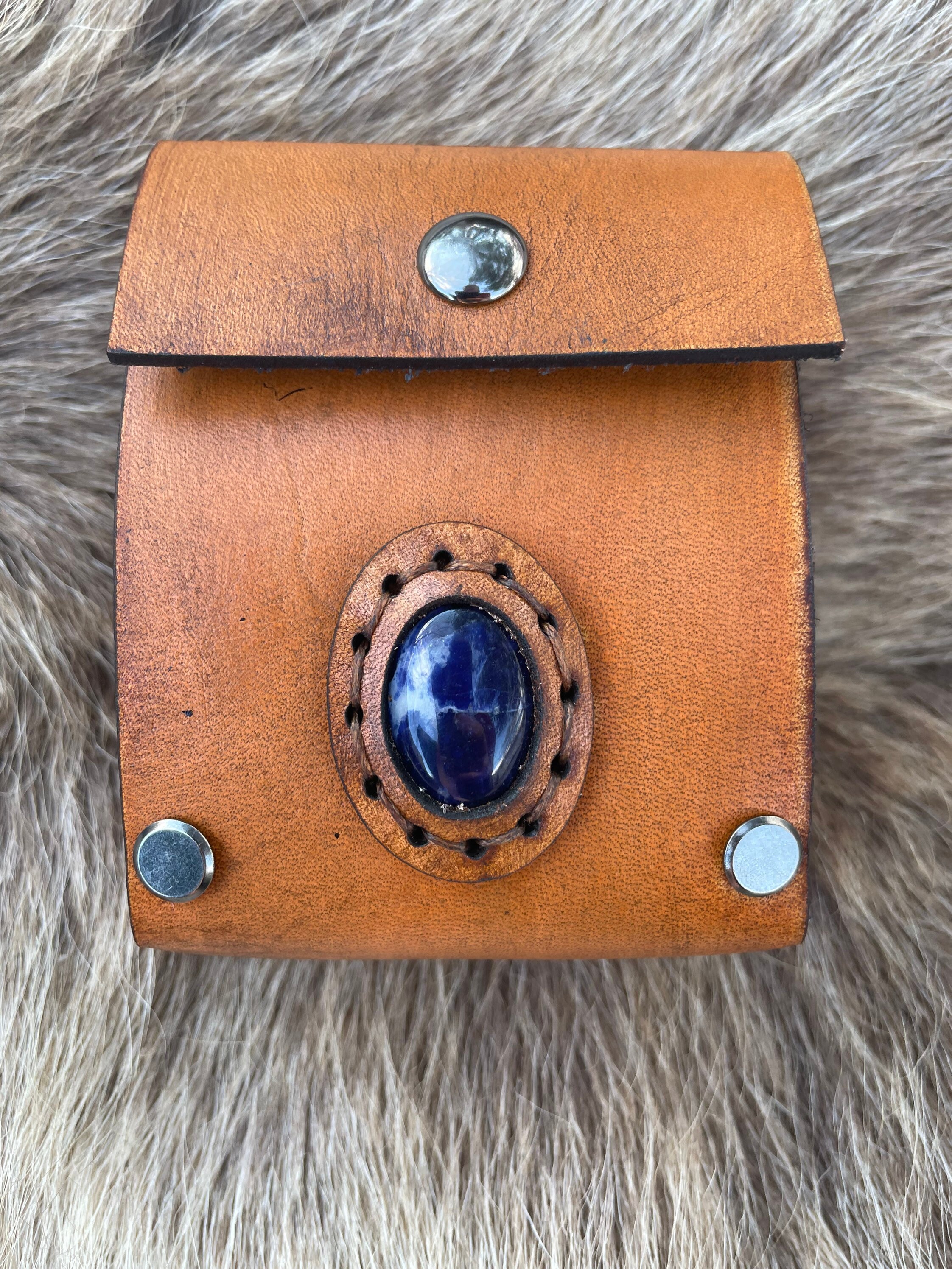 Deck Box Leather Deck Box With Real Crystal Stone Cabochon Etsy