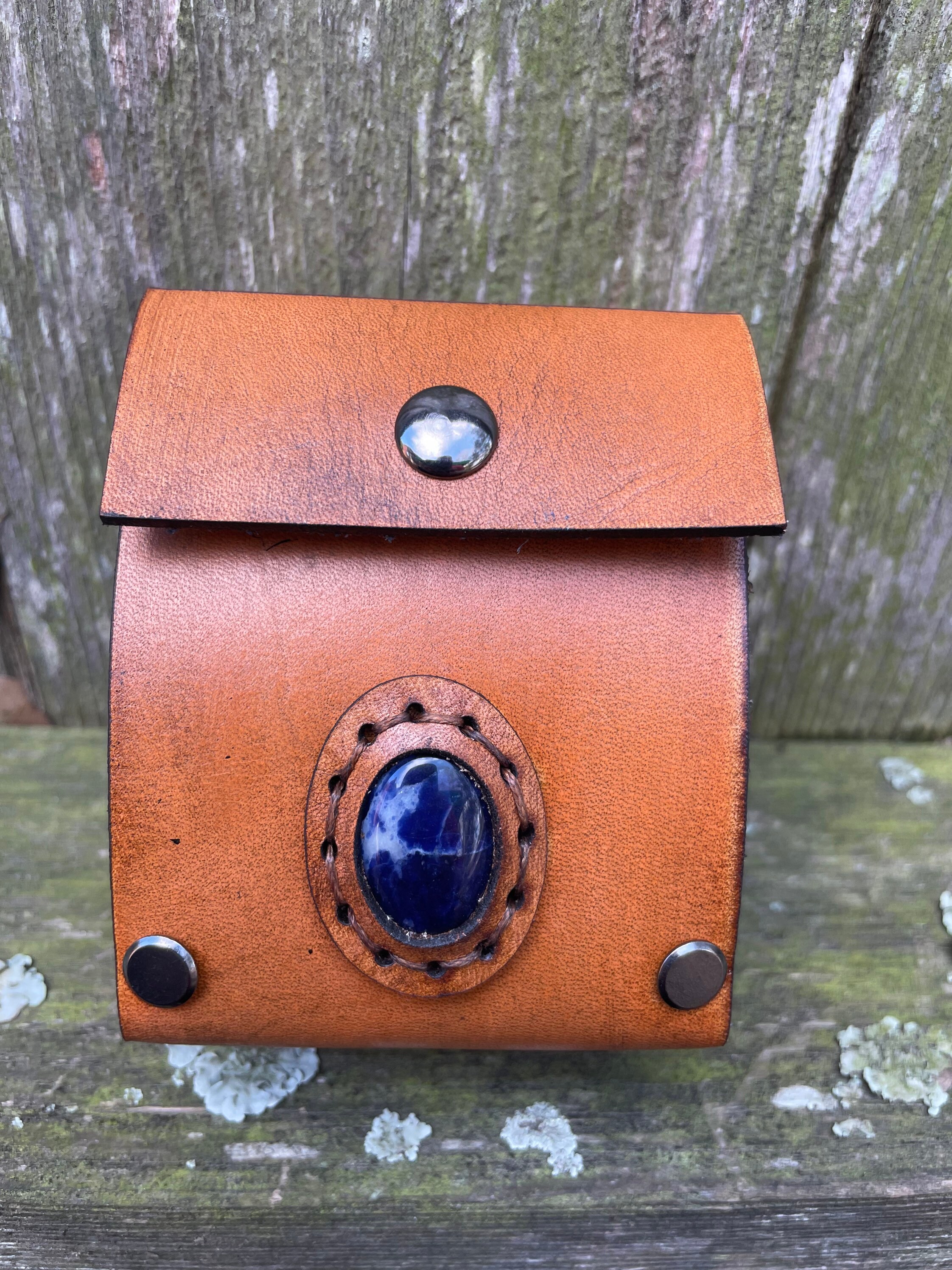 Deck Box Leather Deck Box With Real Crystal Stone Cabochon Etsy