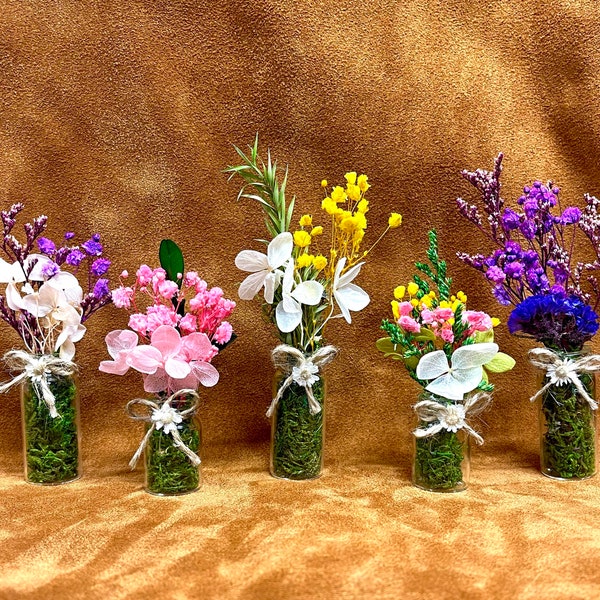 Mini Flower Arrangements - Real Dried Flowers - Mother's Day Gift - Office Decor - Boho Decor - Wedding Favors - Handmade