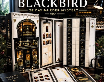 Calendário do Advento de Mistério e Assassinato com 24 Dias | Blackbird: The Last Track | Jogo de Detetive para Adultos | Mistério de Natal no Estilo True Crime