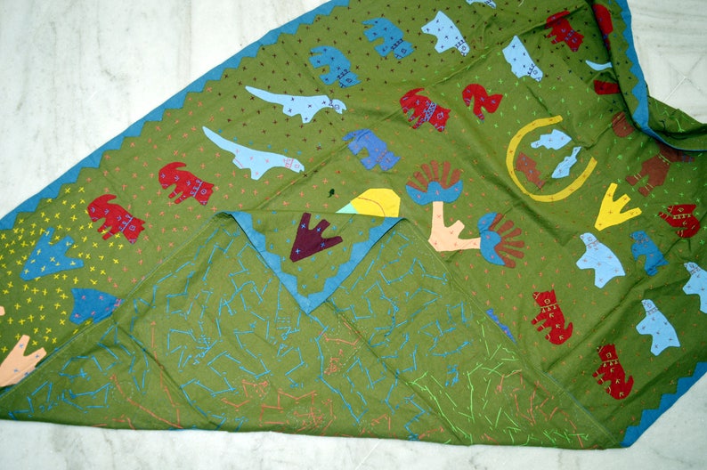 Handmade Cotton Indian Applique Kantha throw bed Throw Single size quilt new cotton ralli gudari 22