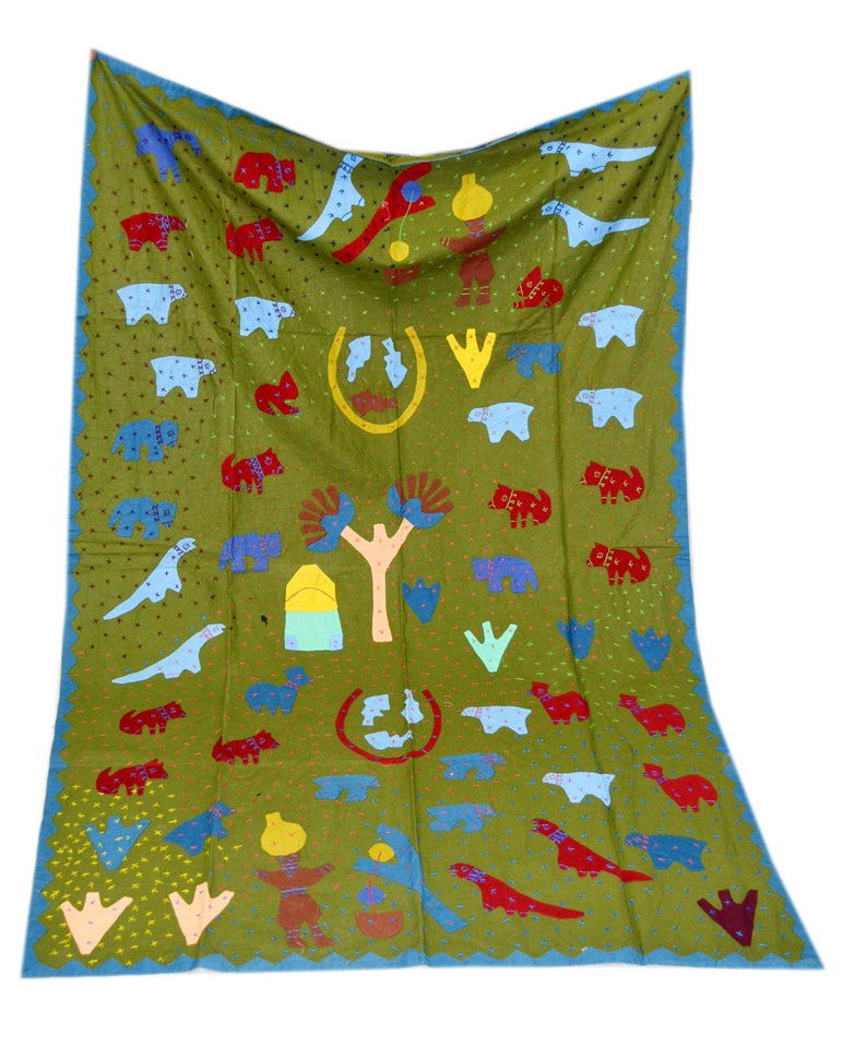 Handmade Cotton Indian Applique Kantha throw bed Throw Single size quilt new cotton ralli gudari 22