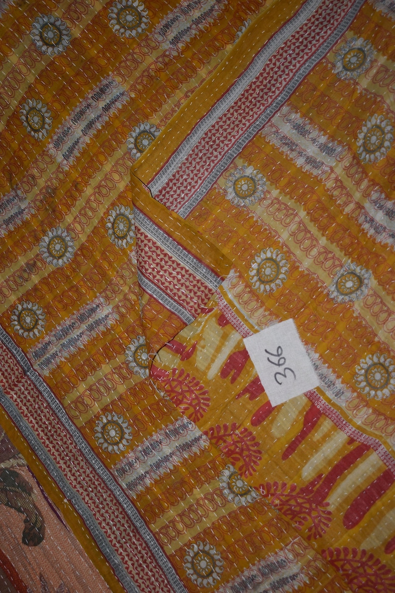 Awesome Vintage Kantha Quilt Rug Throw Blanket Unique Old Hand Stitches Handwork Cotton Quilt