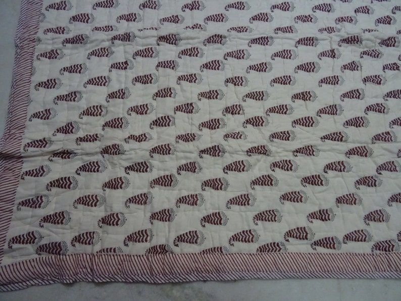 Block Print Indian Quilt 90x60 100/% Cotton Floral Hand Print Kantha Quilt Rajai