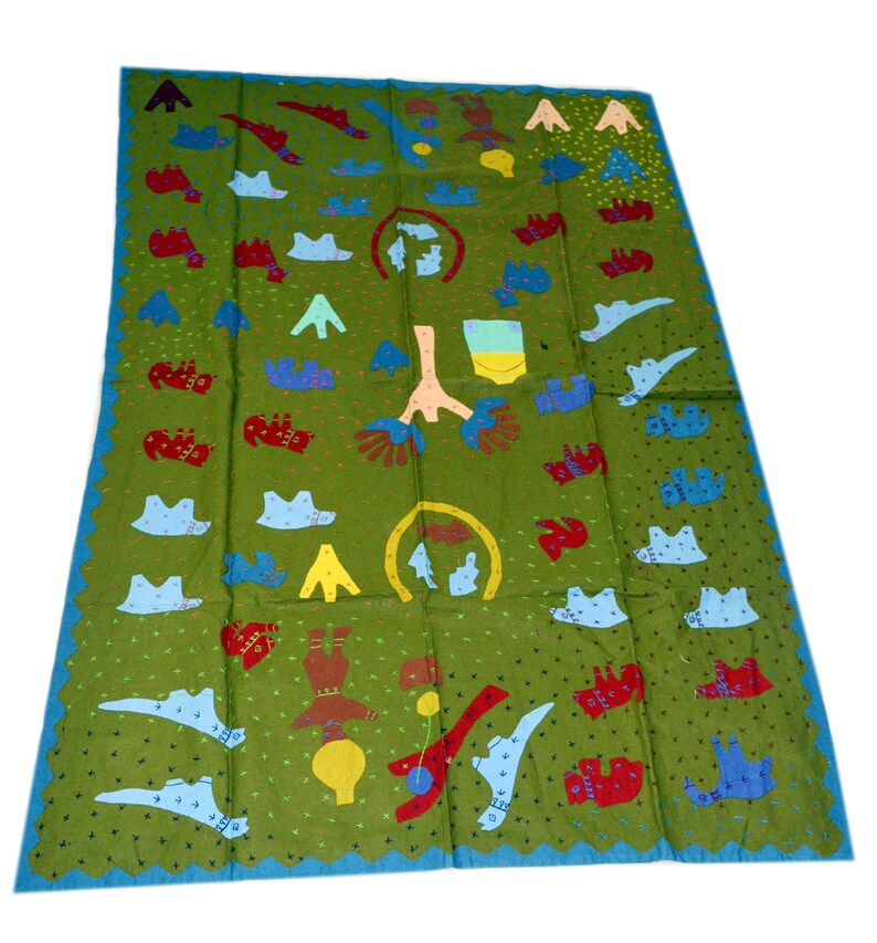 Handmade Cotton Indian Applique Kantha throw bed Throw Single size quilt new cotton ralli gudari 22