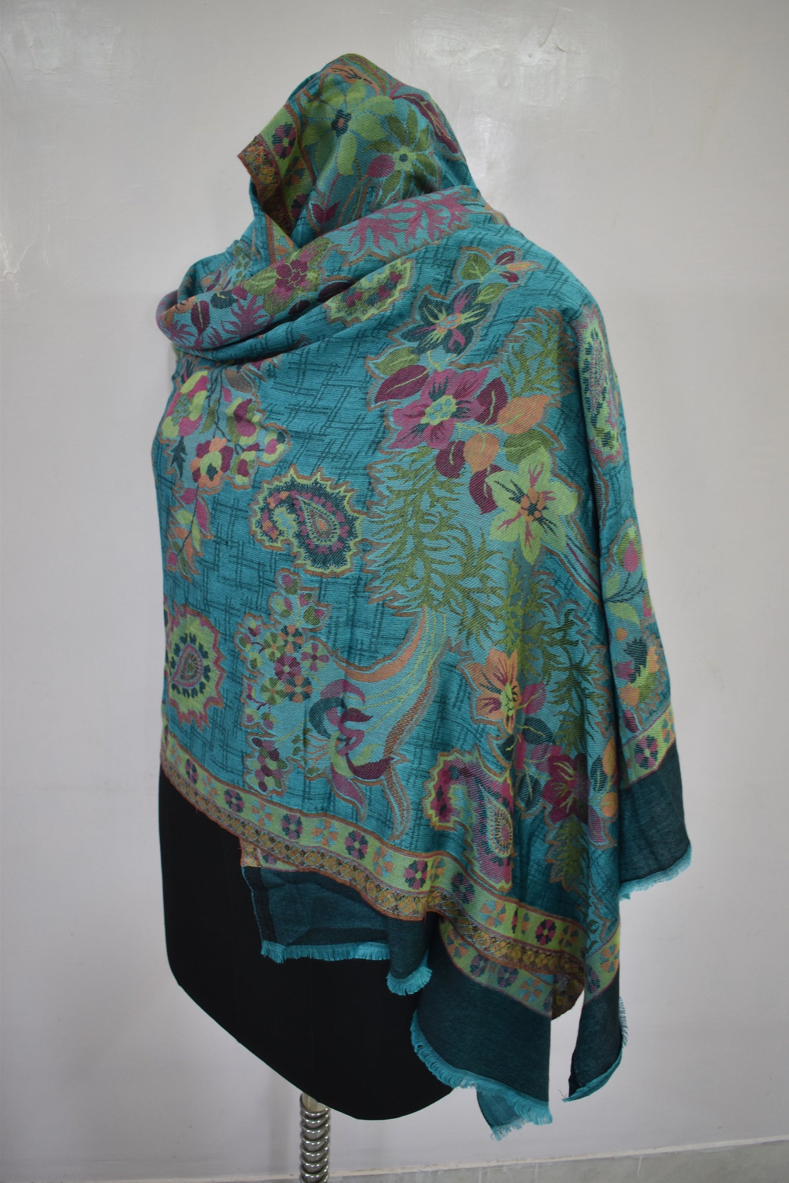 Keri design scarf women hand made wool shawl wrapKashmiri | Etsy